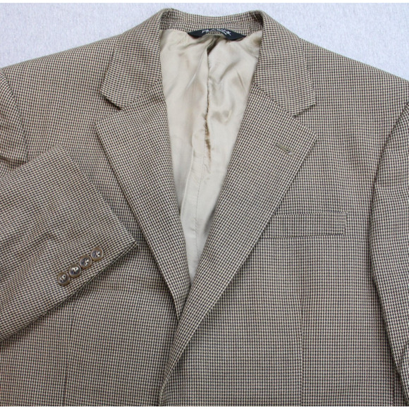 Jos A Bank Blazer Mens 41R Brown Check 100% Wool Signature Collection - Picture 1 of 10